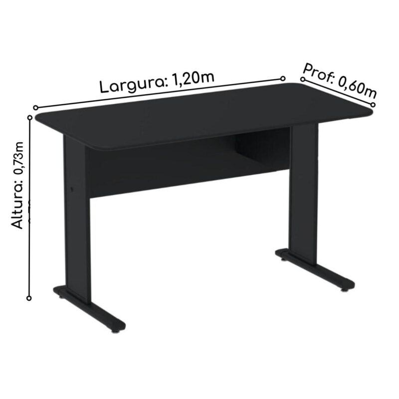 Mesa Escritório 1,20×0,60m c/ Gavetas – Cor Preto – 44090 MÓVEIS PADRÃO 4