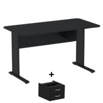 Mesa Escritório 1,50×0,60m c/ Gavetas – Cor Preto – 44093 MÓVEIS PADRÃO