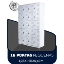 Armário Roupeiro de Aço c/ 16 Portas PEQUENAS – 1,95×1,25×0,40m – SA – CZ/CZ – 14000 MÓVEIS PADRÃO