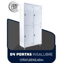 Roupeiro de Aço INSALUBRE com 04 Portas – 1,95×1,00×0,40m – CZ/CZ – SA – 14006 MÓVEIS PADRÃO