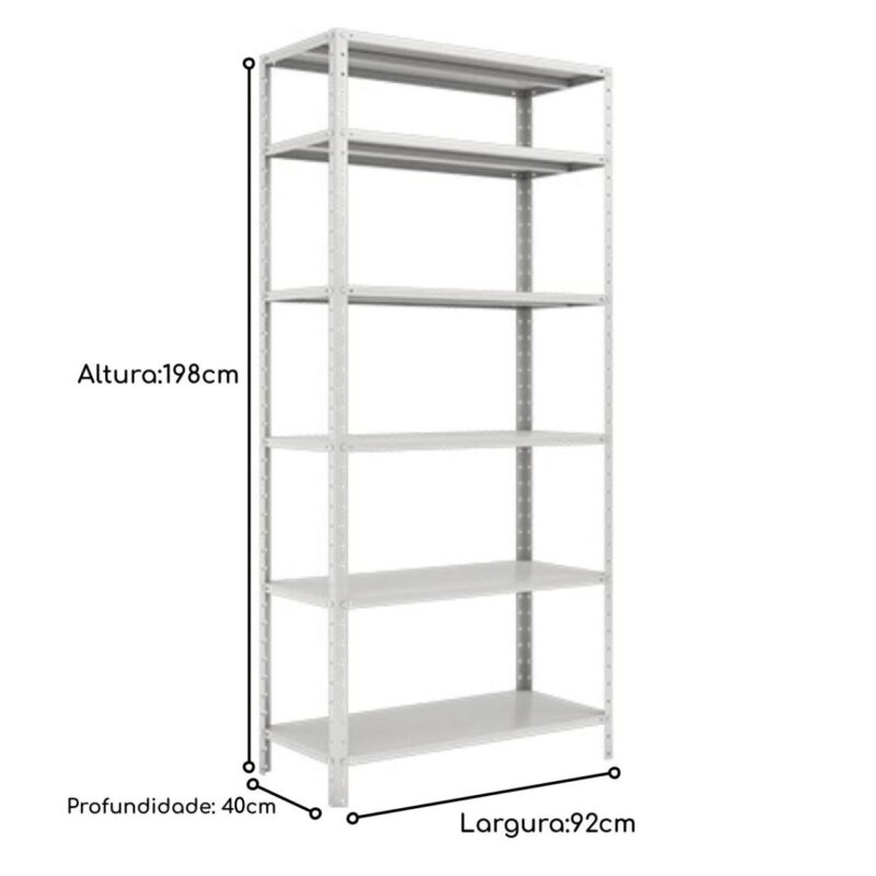 Estante de Aço com 06 Bandejas 40 cm (24/18) – 1,98×0,92×0,40m – SA – 16017 MÓVEIS PADRÃO 5