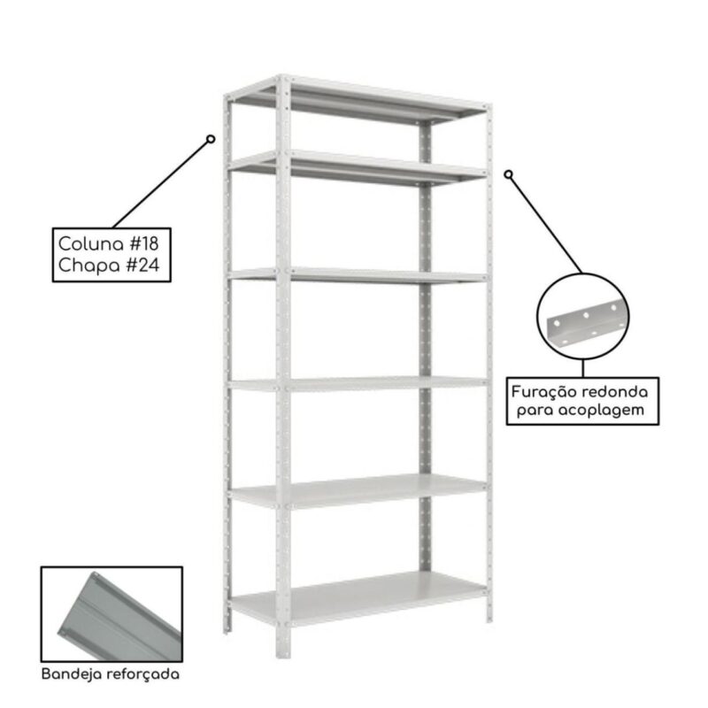 Estante de Aço com 06 Bandejas 40 cm (24/18) – 1,98×0,92×0,40m – SA – 16017 MÓVEIS PADRÃO 3