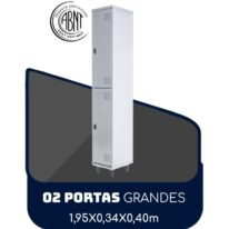 Armário Roupeiro de Aço c/ 02 Portas GRANDES – 1,95×0,34×0,40m – SA – CZ/CZ – 14007 MÓVEIS PADRÃO