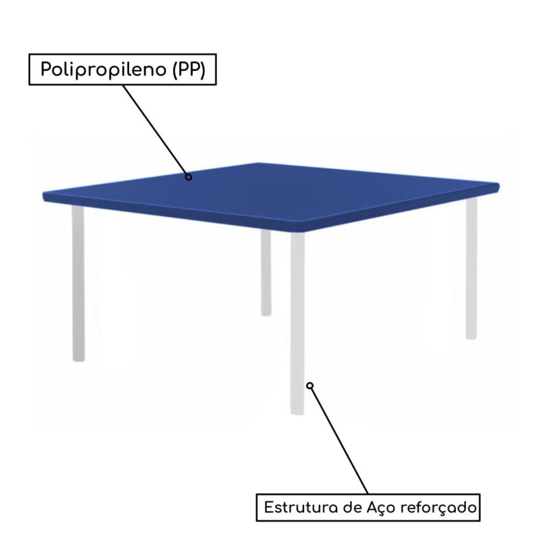 Conjunto Quadrado c/ 04 Cadeiras COR AZUL – TAMPO PLÁSTICO – 06 a 09 Anos – JUVENIL – 44004 MÓVEIS PADRÃO 3