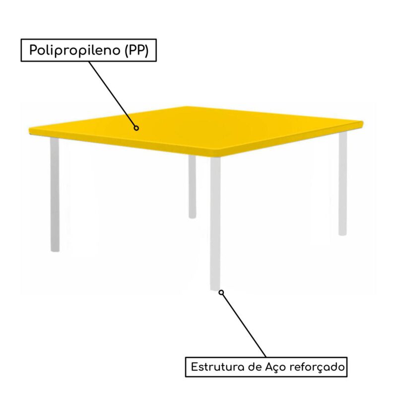 Conjunto Quadrado c/ 04 Cadeiras COR AMARELO – TAMPO PLÁSTICO – 02 a 06 Anos – INFANTIL – 44002 MÓVEIS PADRÃO 3