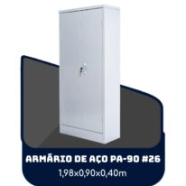 Armário de Aço PA 90 #26 – 1,98×0,90×0,40m – SA – 13120 MÓVEIS PADRÃO