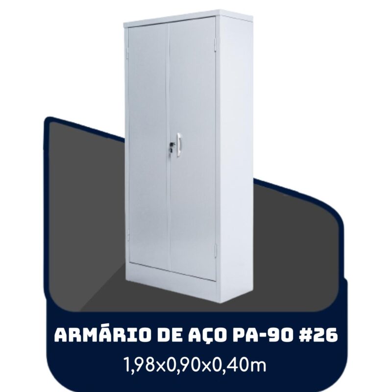 Armário de Aço PA 90 #26 – 1,98×0,90×0,40m – SA – 13120 MÓVEIS PADRÃO 2