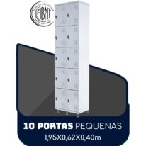 Armário Roupeiro de Aço c/ 10 Portas PEQUENAS – 1,95×0,62×0,40m – SA – CZ/CZ – 14010 MÓVEIS PADRÃO