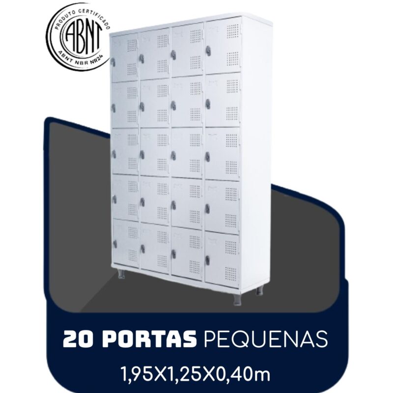 Roupeiro de Aço 20 portas Pequenas – 1,95×1,25×0,40m – CZ/CZ – SA – 14004 MÓVEIS PADRÃO 2