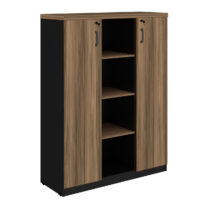 Armário Alto Credenza com Nicho – 1,61×1,20×0,45m NOGAL SEVILHA/PRETO – 21415 MÓVEIS PADRÃO