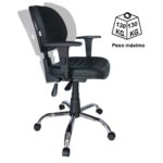 Cadeira Executiva Back System COSTURADA – ARANHA CROMADA – Braços Reguláveis – Cor Preta 31011 MÓVEIS PADRÃO 9