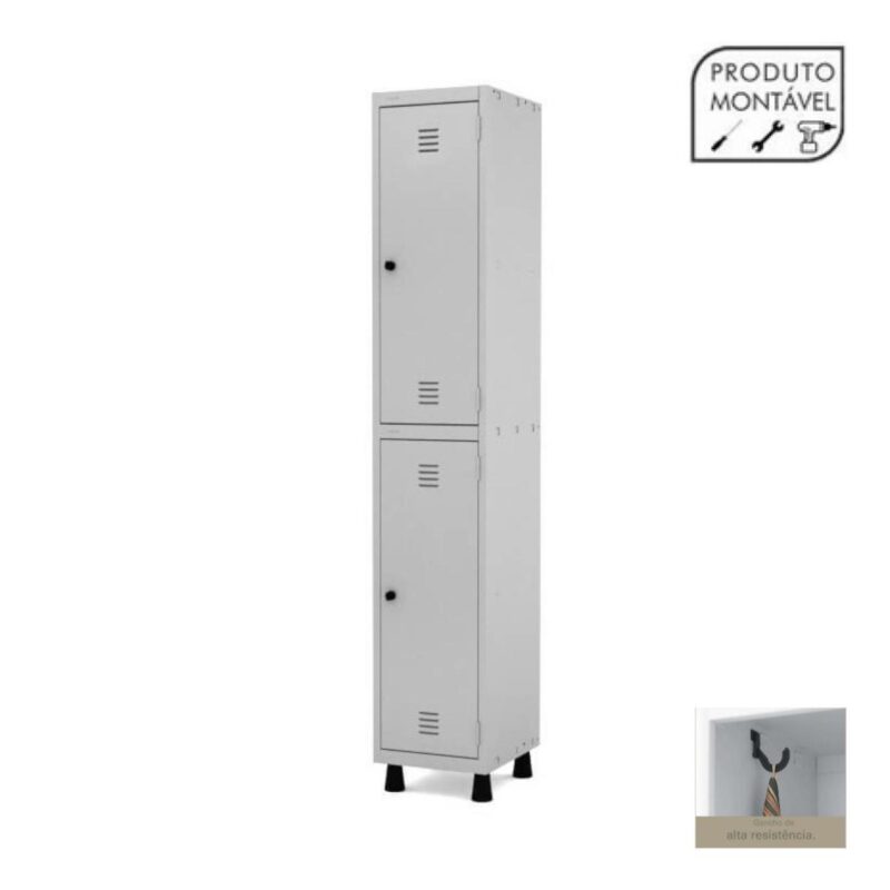 Armário Roupeiro de Aço com 02 PORTAS GRANDES – 1,93×0,34×0,40m – CZ/CZ – PANDIN – 10001 MÓVEIS PADRÃO 4