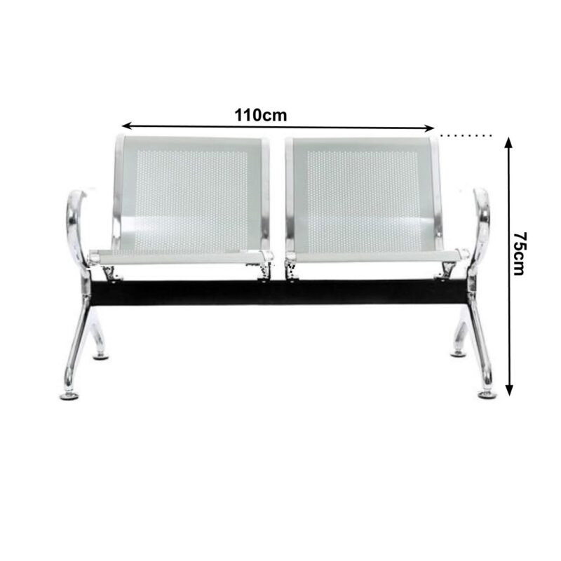 Longarina AEROPORTO com 02 Lugares – Cor Cromada 33107 MÓVEIS PADRÃO 3