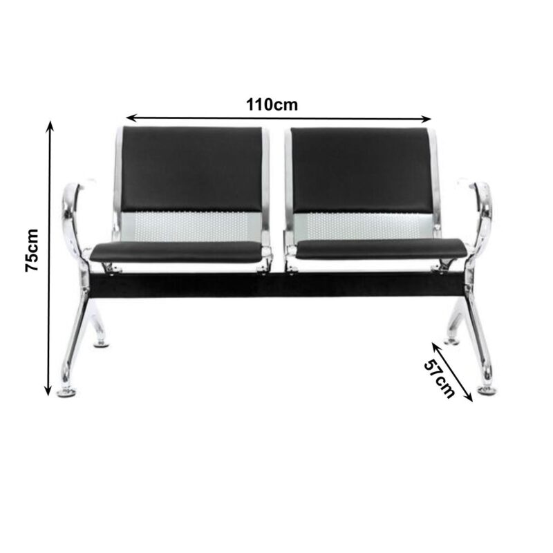 Longarina AEROPORTO ESTOFADA com 02 Lugares – Cor Cromada 33110 MÓVEIS PADRÃO 5