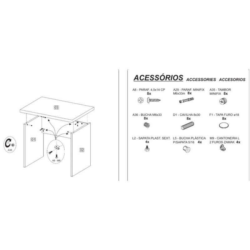 Mesa de Escritório 1,50×0,60m Sem Gavetas NOGAL SEVILHA/PRETO – 21472 MÓVEIS PADRÃO 7