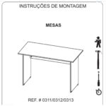 Mesa de Escritório 1,50×0,60m Sem Gavetas NOGAL SEVILHA/PRETO – 21472 MÓVEIS PADRÃO 10