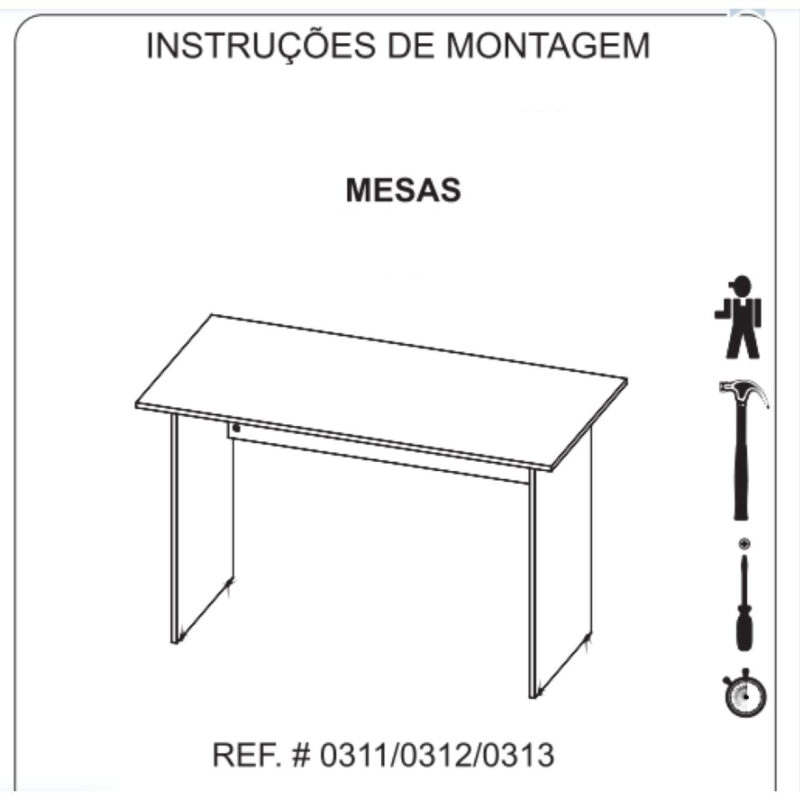 Mesa de Escritório 1,50×0,60m Sem Gavetas NOGAL SEVILHA/PRETO – 21472 MÓVEIS PADRÃO 4