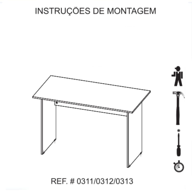 Mesa de Escritório com Gavetas 1,20×0,60m NOGAL SEVILHA/PRETO – 21471 MÓVEIS PADRÃO 7