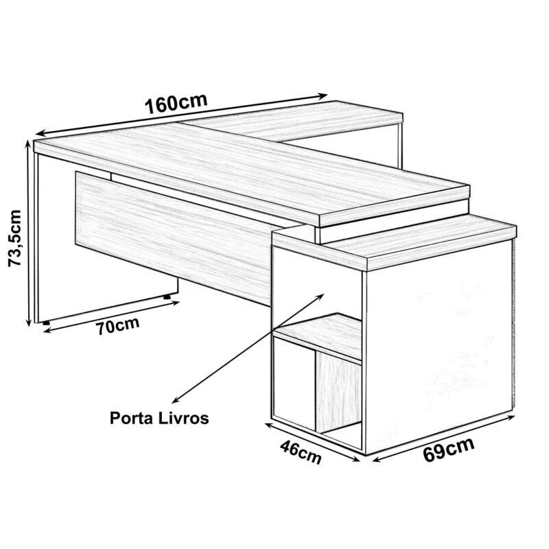 Mesa PEDESTAL com “L” – 1,92×1,60m NOGAL SEVILHA/PRETO – 21406 MÓVEIS PADRÃO 3