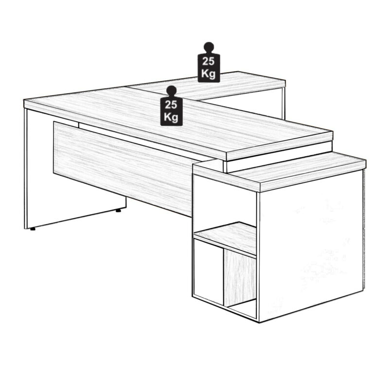 Mesa PEDESTAL com “L” – 1,92×1,60m NOGAL SEVILHA/PRETO – 21406 MÓVEIS PADRÃO 4