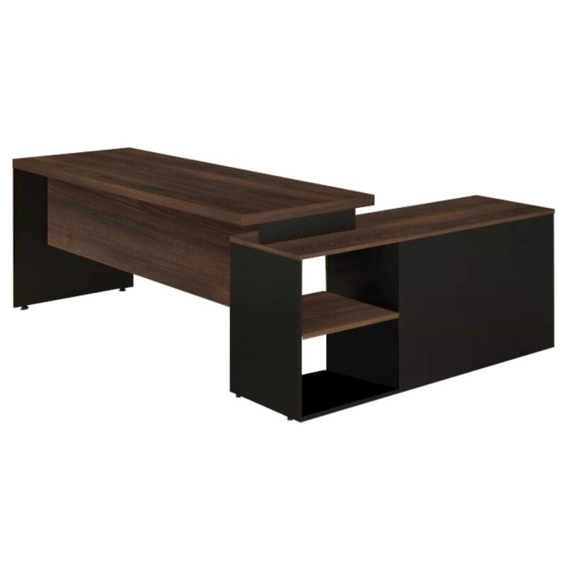 Mesa Escritório Diretorzinha c/ Aparador – Pé de MADEIRA – 1,90×1,60m MARSALA / PRETO / PRETO – 23487 MÓVEIS PADRÃO 4