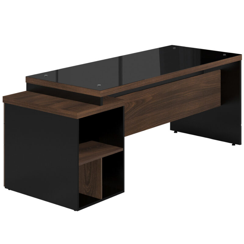 Mesa PEDESTAL RETA c/ VIDRO – 1,92X0,70m MARSALA / PRETO – 23500 MÓVEIS PADRÃO 3