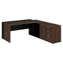 Mesa PRESIDENTE c/ Armário Pedestal – 1,82×1,80m MARSALA / PRETO – 23483 MÓVEIS PADRÃO