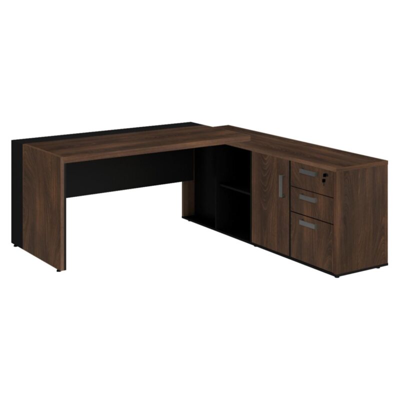 Mesa PRESIDENTE c/ Armário Pedestal – 1,82×1,80m MARSALA / PRETO – 23483 MÓVEIS PADRÃO 2