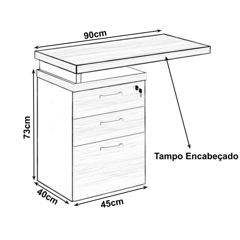 Mesa AUXILIAR c/ 03 Gavetas Pedestal MARSALA/PRETO – 51017 MÓVEIS PADRÃO 4