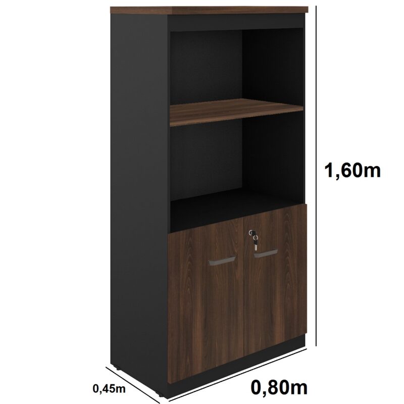 Armário Alto SEMI-ABERTO com 02 Portas – 1,60×0,80×0,45m MARSALA / PRETO – 51014 MÓVEIS PADRÃO 4