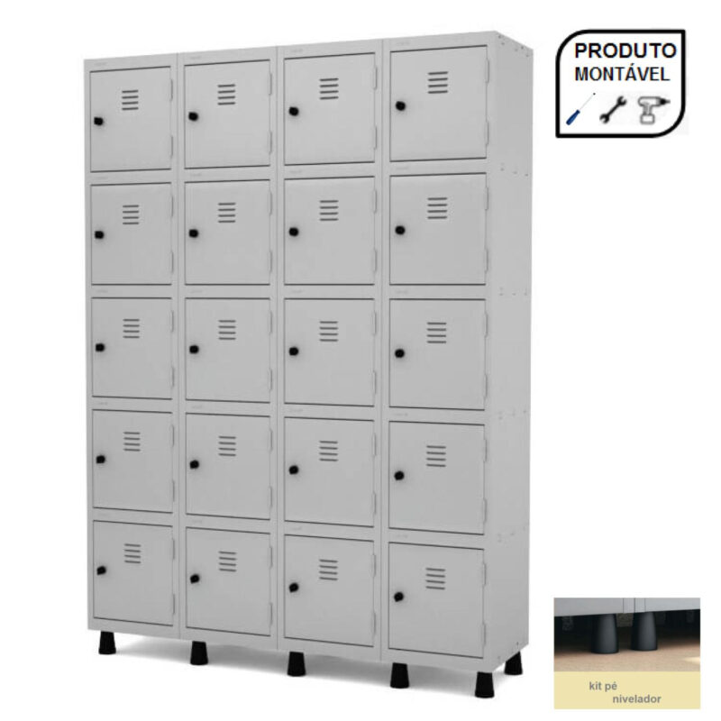 Armário Roupeiro de Aço com 20 Portas Pequenas – 1,93×1,70×0,40m – CZ/CZ – PANDIN – 10009 MÓVEIS PADRÃO 8