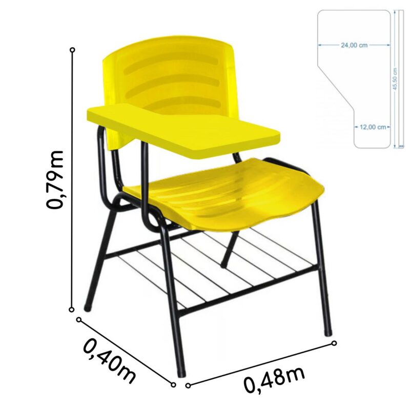 Cadeira Universitária Plástica com Prancheta PLÁSTICA – COR AMARELO 34025 MÓVEIS PADRÃO 5