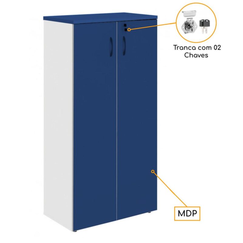 Armário Alto Fechado com 02 Portas – 1,59X0,80X0,42m – PMD – AZUL/CZ – 44102 MÓVEIS PADRÃO 3