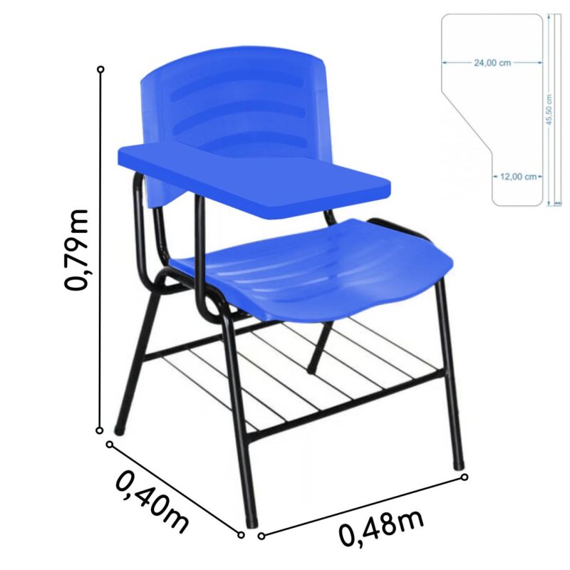 Cadeira Universitária Plástica Prancheta PLÁSTICA – COR AZUL 34023 MÓVEIS PADRÃO 4