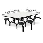 Mesa p/ Refeitório ESCAMOTEÁVEL 06 Lugares – MDP BRANCO DE 25 MM 50051 MÓVEIS PADRÃO 11