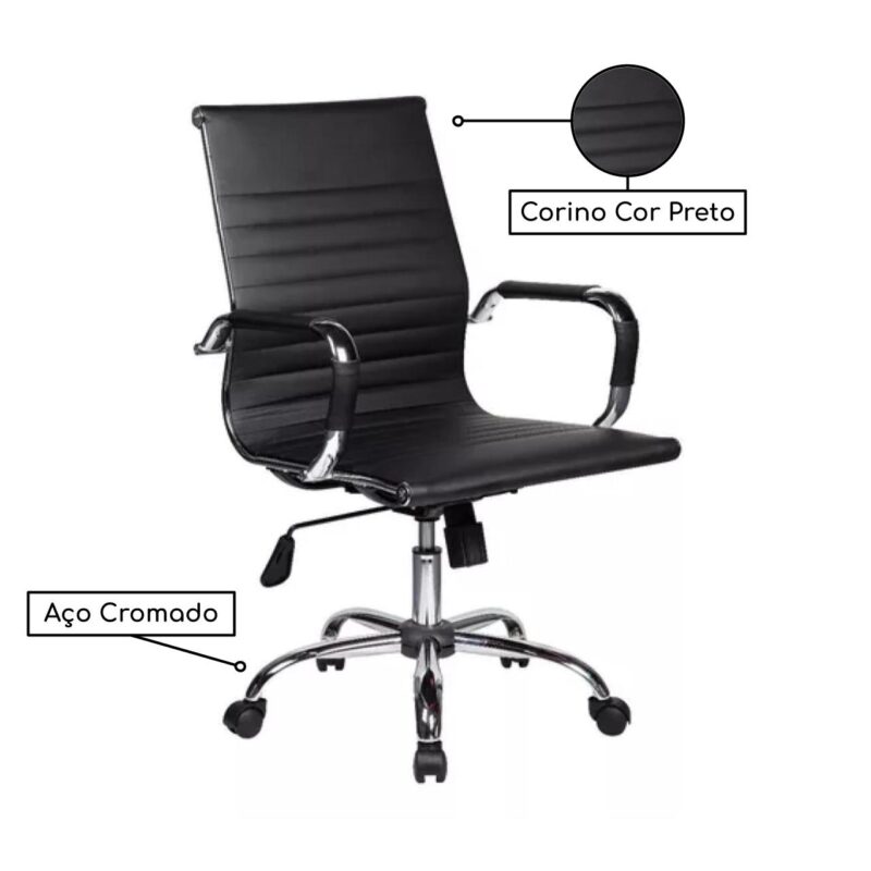 Cadeira DIRETOR Charles Eames Esteirinha – PRETO – PMD – 32887 MÓVEIS PADRÃO 3