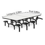 Mesa p/ Refeitório ESCAMOTEÁVEL 08 Lugares – MDP BRANCO DE 25 MM 50047 MÓVEIS PADRÃO 11