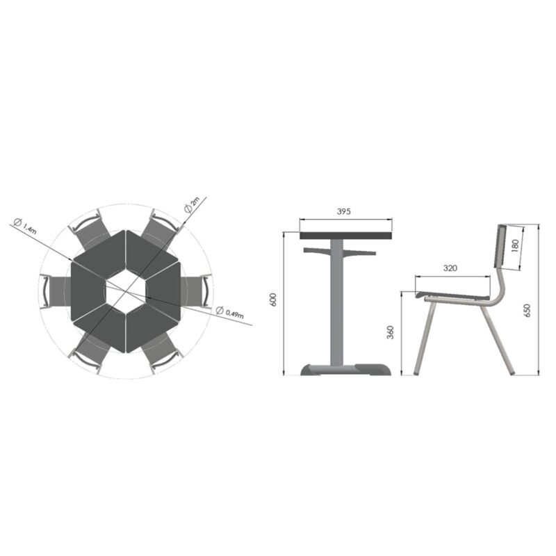 Conjunto HEXAGONAL Mesas e Cadeiras – 02 A 06 anos – INFANTIL 41098 MÓVEIS PADRÃO 6