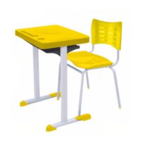 Kit Escolar Individual AZUL – (Mesa e Cadeira) – ADULTO – TAMPO PLÁSTICO – COR AMARELO – MRPLAST – 54003 MÓVEIS PADRÃO