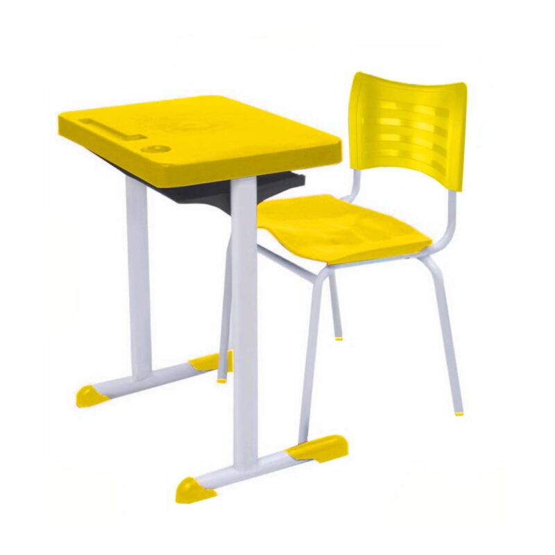 Kit Escolar Individual AZUL – (Mesa e Cadeira) – ADULTO – TAMPO PLÁSTICO – COR AMARELO – MRPLAST – 54003 MÓVEIS PADRÃO 2